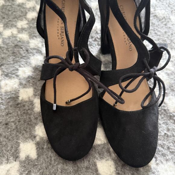 Christian Siriano Shoes Size 7.5 Suede Block Heel Lace Up Mesh Pumps Whimsigoth - Picture 2 of 9